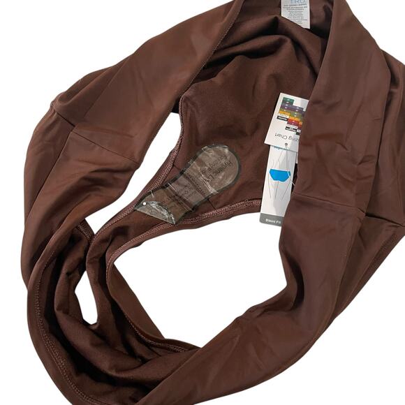 Time and Tru Plus Size 2X (20W-22W) Brown Solid High Waist Foldover Swim Bottoms - Picture 3 of 10